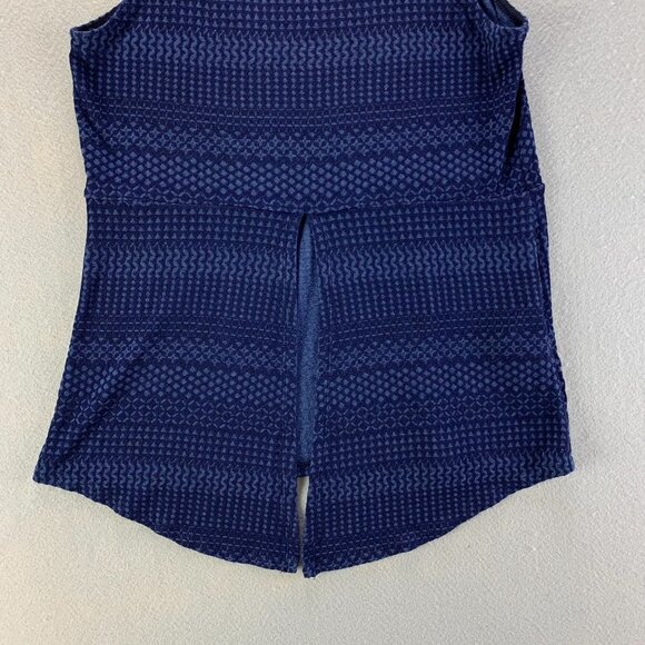 BCBG Maxazria Shirt Womens XXS Blue Black Pullover Stretch Peplum‎ Jacquard - Picture 6 of 12